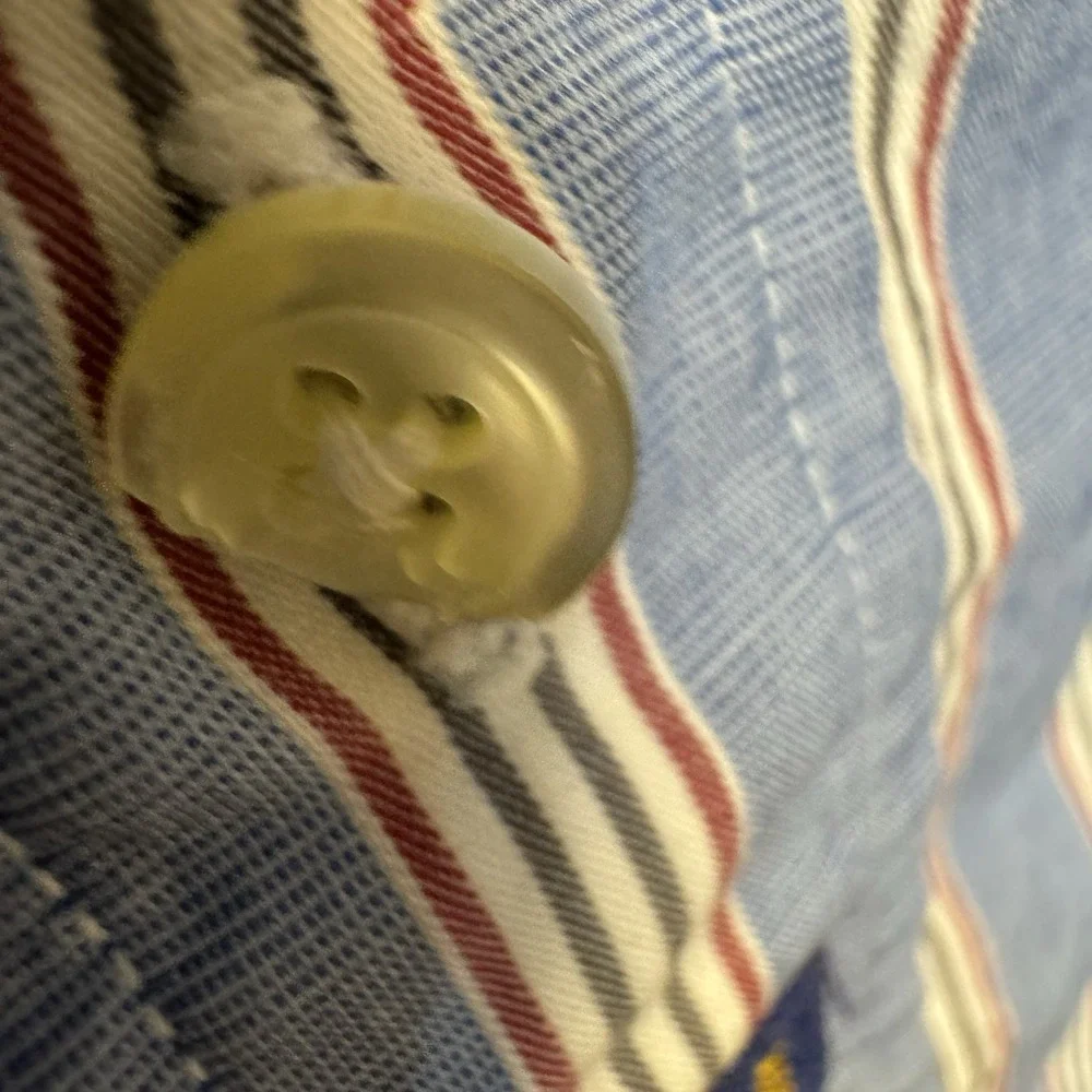 Vintage Tommy Hilfiger Blue Striped Button Up XL 17.5 35